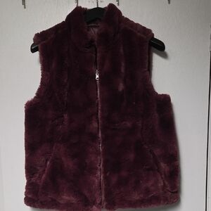 Nicole Miller Burgundy Fleece Vest